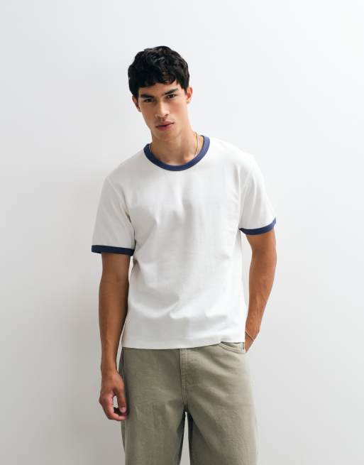 Jack & Jones - camiseta ringer regular en blanco y azul, 4 de 5