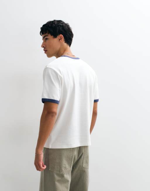Jack & Jones - camiseta ringer regular en blanco y azul, 5 de 5