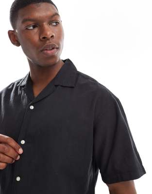 Shop Jack & Jones Camp Collar Linen Mix Shirt