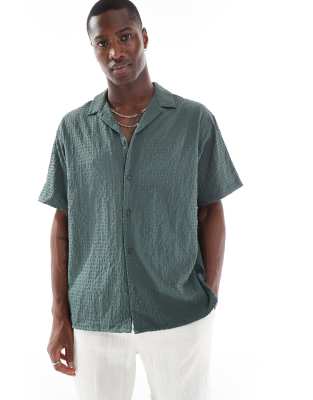 Jack & Jones Camp Collar Seersucker Short Sleeve Shirt