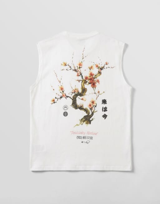 Jack & Jones - Canotta oversize bianca con stampa di fiori sul retro, 7 di 9