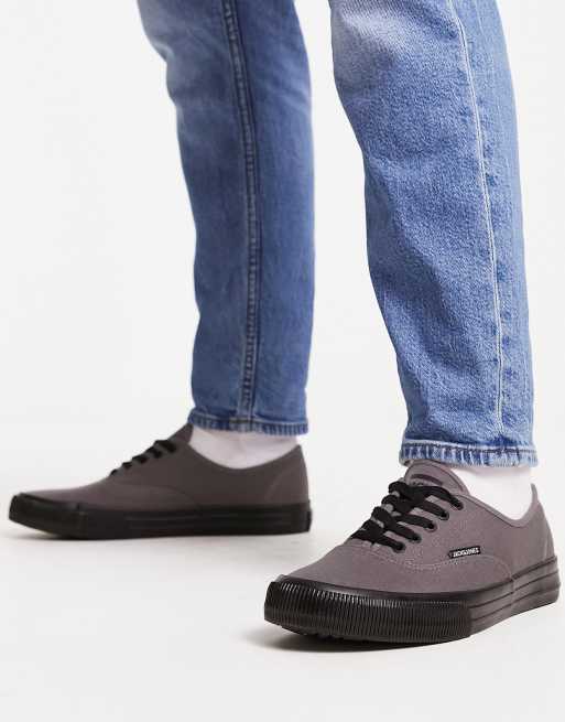 Jack Jones canvas shoes with gum sole in dark grey ASOS