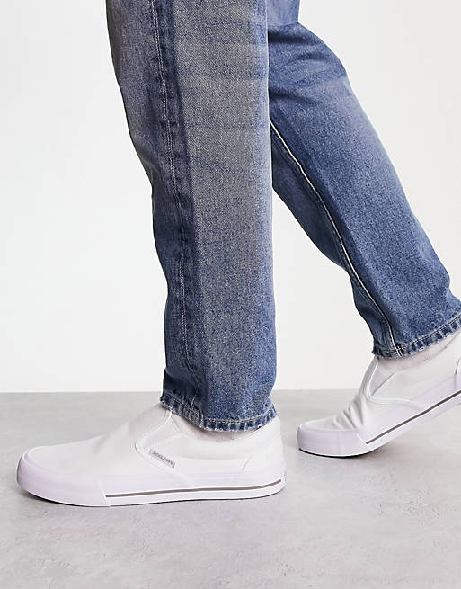 Jack & Jones canvas slip-on sneakers in white | ASOS