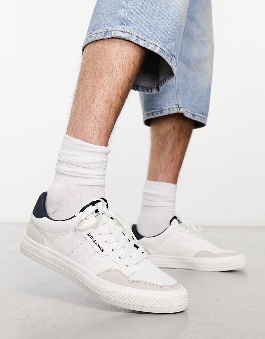 canvas sneakers with contrast panels in white