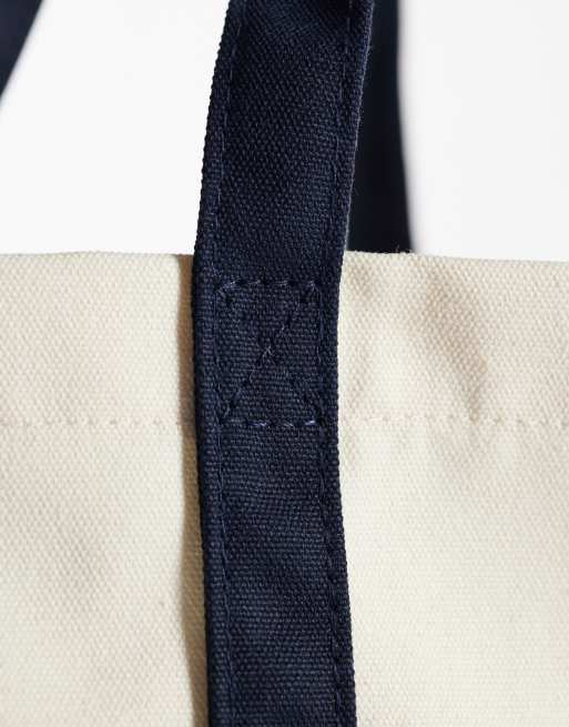Jack & Jones canvas tote bag with lemon print in beige & blue, 3 of 4