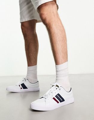 Jack & Jones canvas trainer with contrast stripe panel in white