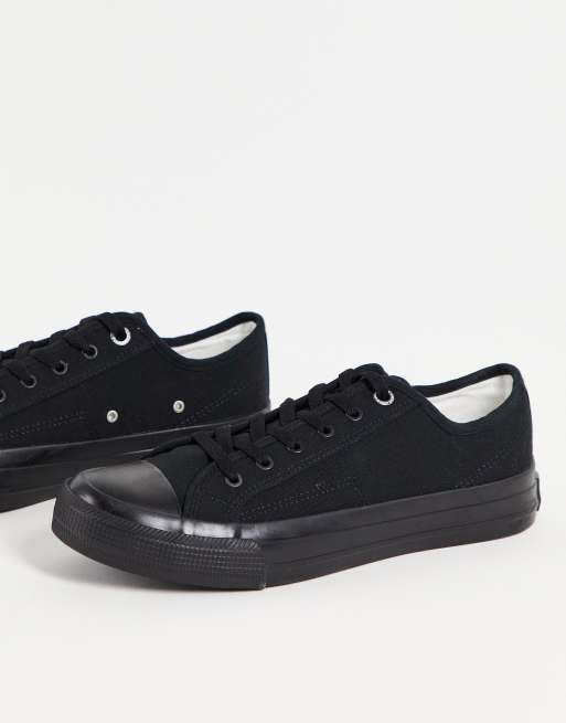 Jack & Jones canvas trainers in mono black