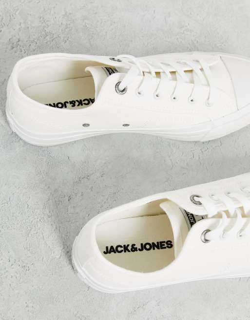 Jack Jones canvas trainers in mono white