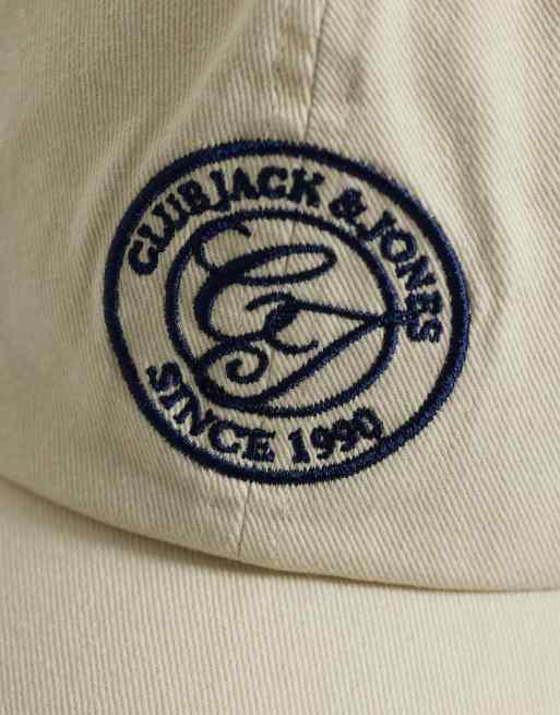 Jack & Jones cap with embroidered logo in cream, 2 of 3