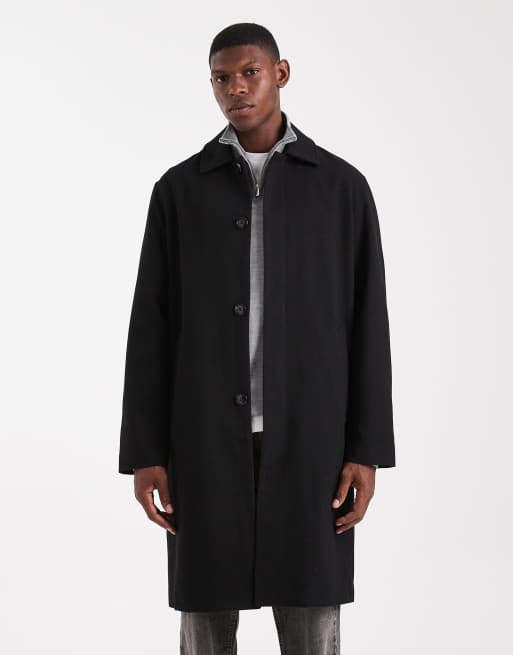 Jack & Jones - Cappotto taglio lungo nero effetto lana