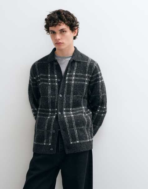 Jack & Jones cardigan abbottonato a quadri grigi - view 1