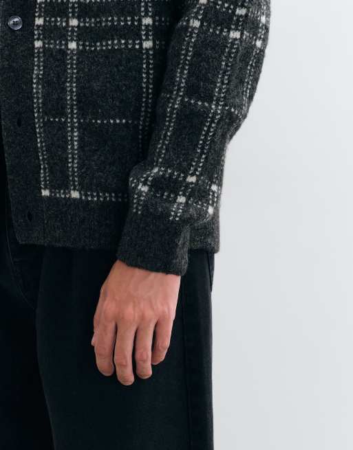 Jack & Jones cárdigan abotonado de cuadros gris, 3 de 5