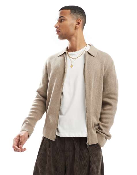 Jack & Jones - Cardigan beige con zip e colletto - view 1