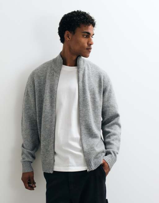 Jack & Jones cardigan con collo alto e chiusura con zip in grigio, 3 di 5