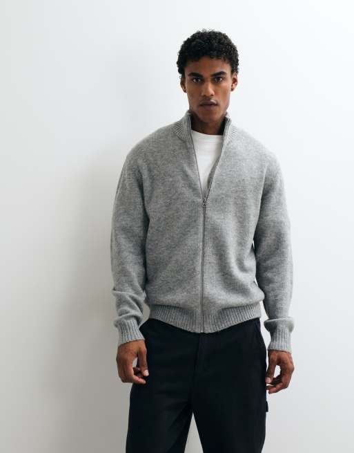 Jack & Jones cardigan con collo alto e chiusura con zip in grigio, 4 di 5