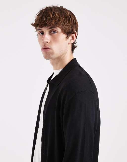 Jack & Jones - Cardigan in maglia nero con zip, 4 di 5
