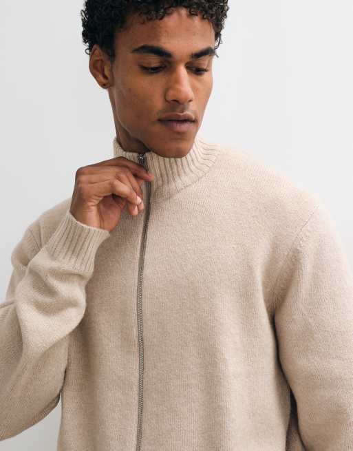 Jack & Jones cardigan med høj hals og lynlås i beige, 3 af 5