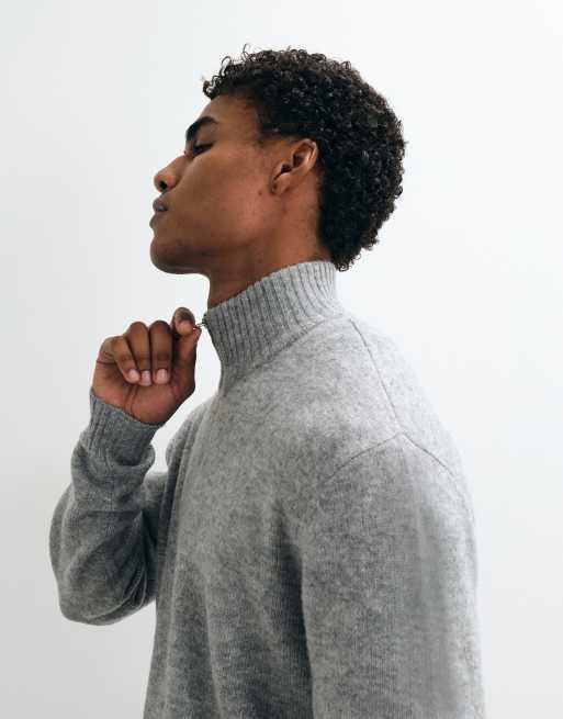 Jack & Jones cardigan med høj hals og lynlås i grå, 2 af 5