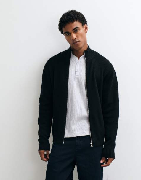 Jack & Jones Cardigan mit Stehkragen und Reißverschluss in Schwarz - view 1