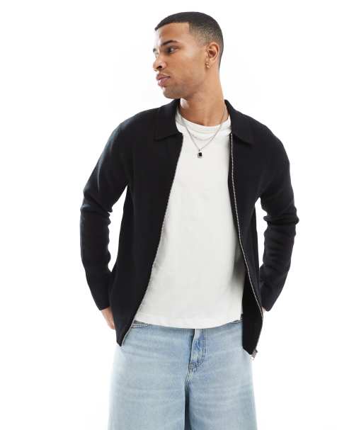 Jack & Jones - Cardigan nero con zip e colletto - view 1