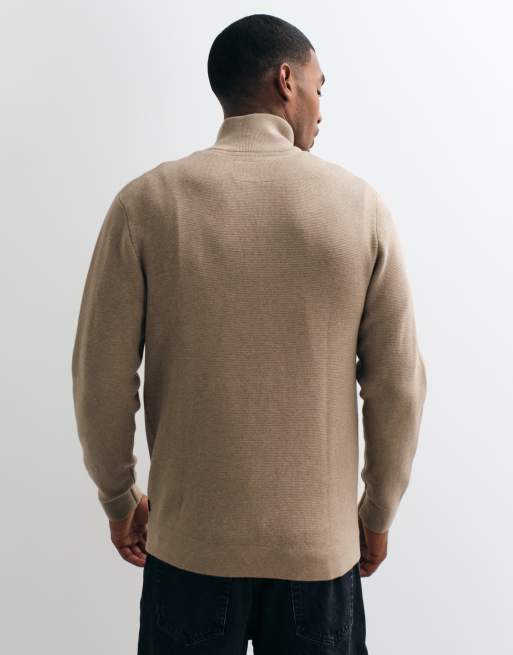Jack & Jones cardigan premium zippé à col montant beige, 5 de 5