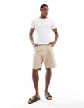 [Jack & Jones] Jack & Jones carpenter loose shorts in beige-Neutral L FIELDS OF RYE