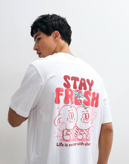 Jack & Jones cartoon cherries backprint t-shirt in white and red, 3 of 5