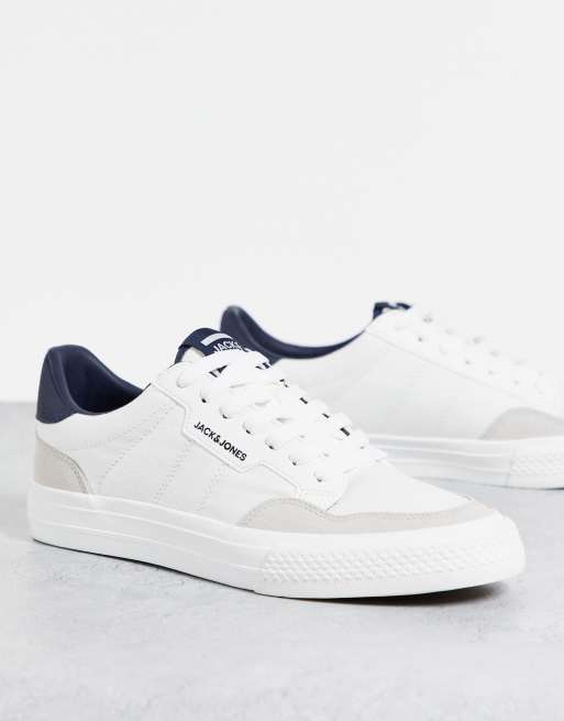 Jack & Jones casual sneakers in white and navy