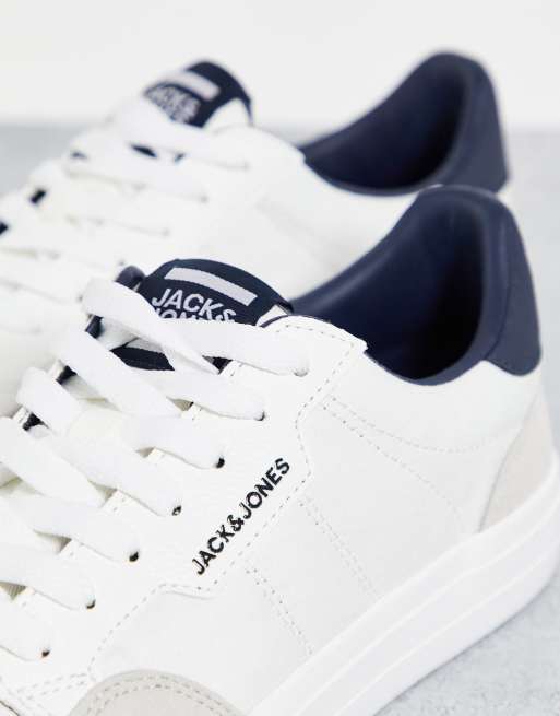 Jack Jones casual sneakers in white and navy