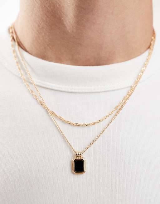 Jack & Jones - Catenina a doppio filo color oro con pendente