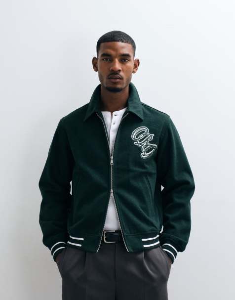 Jack & Jones - cazadora bomber universitaria en verde oscuro - view 1