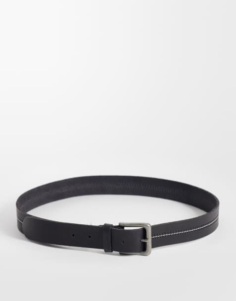 Jack & Jones - Ceinture en cuir à surpiqûres - Noir - view 1