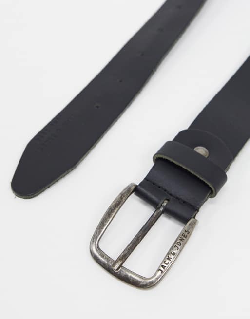 Jack & Jones - Ceinture en cuir lisse avec boucle à logo - Noir, 2 de 4