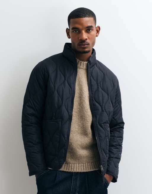 Jack & Jones - chaqueta acolchada guateada con doble cremallera en azul marino oscuro, 3 de 5