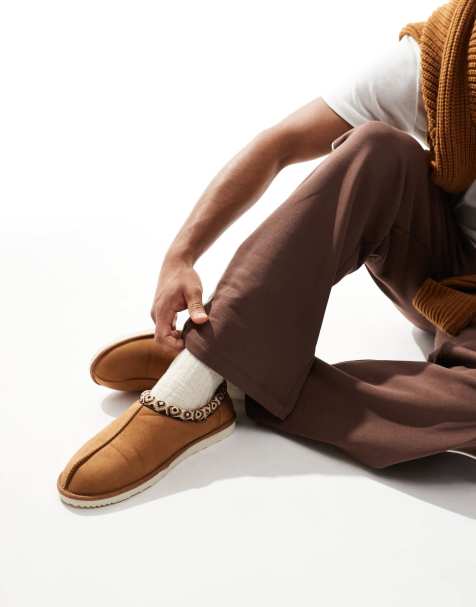 Jack & Jones - Chaussons façon mules imitation daim - Fauve - view 1