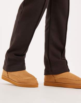 Jack & Jones - Chaussons style bottines épais imitation daim - Fauve-Brown