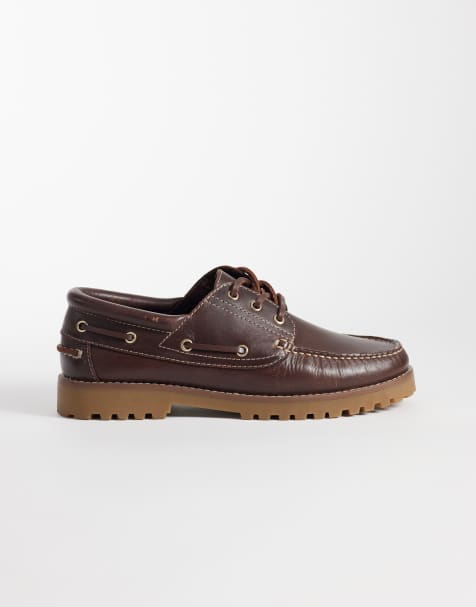 Jack & Jones - Chaussures bateau en cuir - Marron foncé - view 1