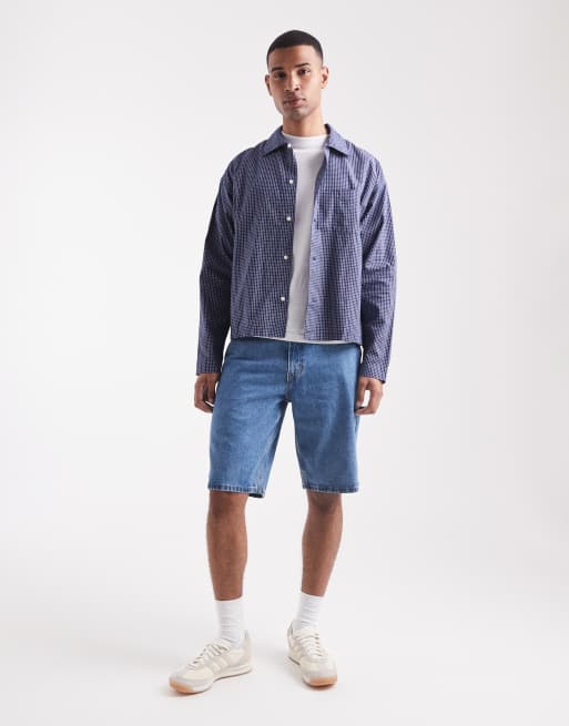 Jack & Jones check boxy shirt in blue, 2 of 5