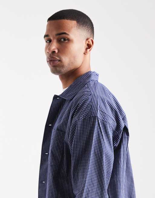 Jack & Jones check boxy shirt in blue, 4 of 5