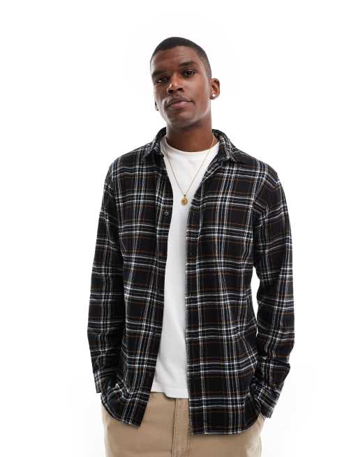 Jack Jones check flannel shirt in black