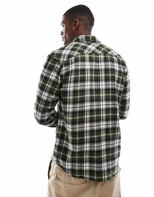 Jack & Jones check flannel shirt in khaki | ASOS Jack & Jones check flannel shirt in khaki | ASOS