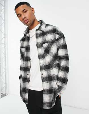 Jack & Jones check overshirt in grey - ASOS Price Checker