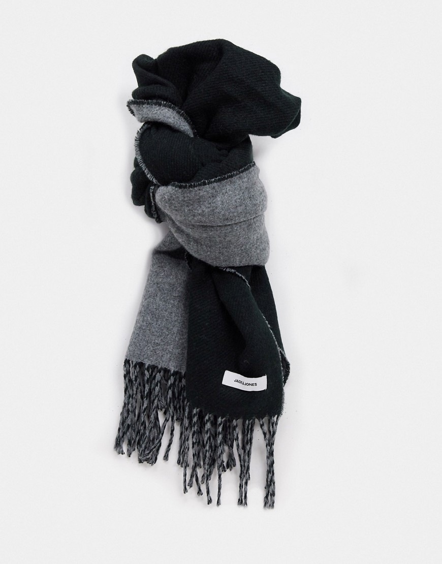 Jack & Jones check scarf in black & white-Svart