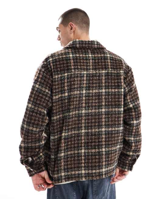 Jack & Jones check shacket with pockets in brown , 4 of 4