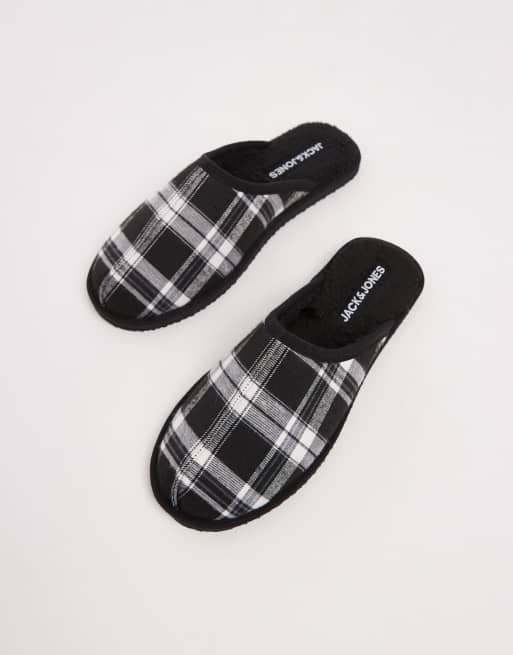 Jack & Jones check slipper in black, 2 of 4