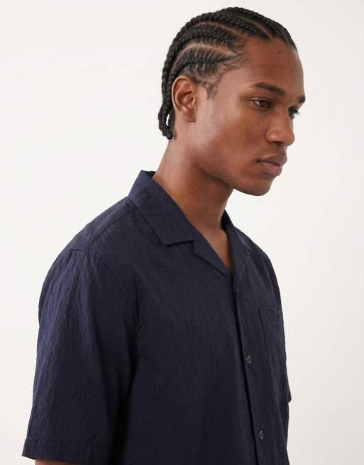 Jack & Jones - Chemise à manches courtes en crépon de qualité supérieure - Bleu marine, 4 de 5