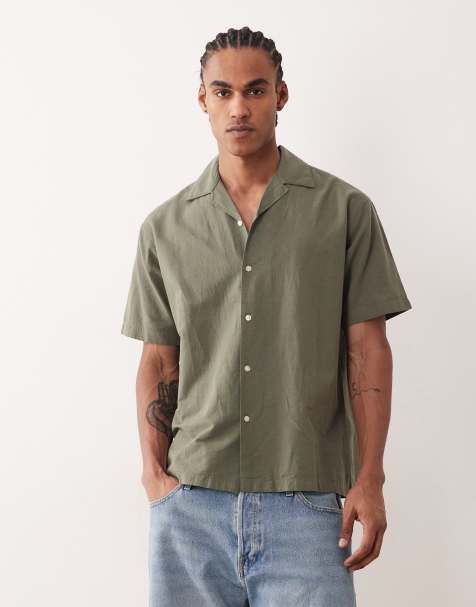Jack & Jones - Chemise à manches courtes en lin mélangé - Vert foncé - view 1
