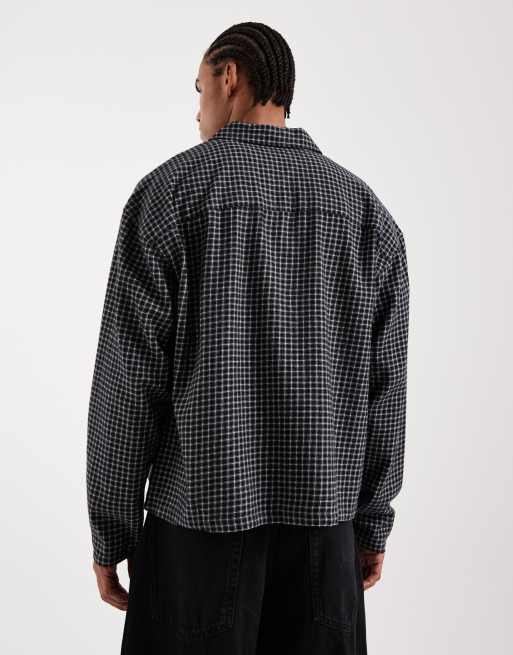 Jack & Jones - Chemise coupe carrée à manches longues et imprimé grille - Noir, 3 de 5