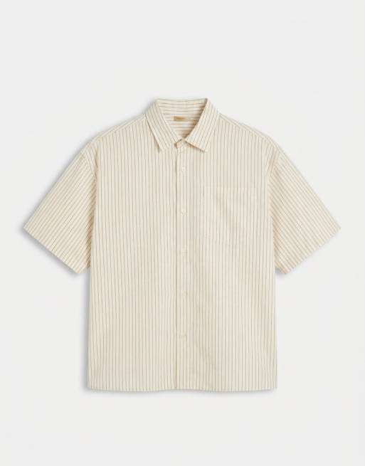 Jack & Jones - Chemise coupe carrée en popeline rayée - Jaune, 6 de 7