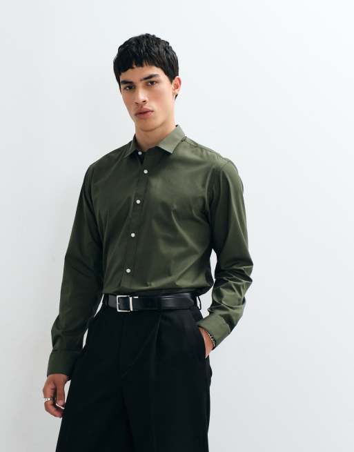Jack & Jones - Chemise coupe slim habillée - Vert olive, 3 de 5